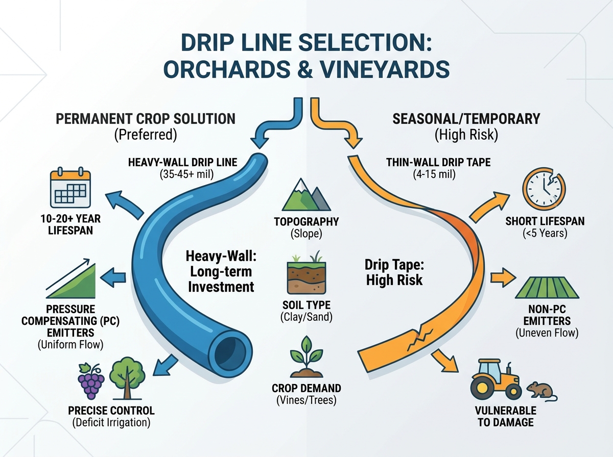 Drip line application in agriculture
